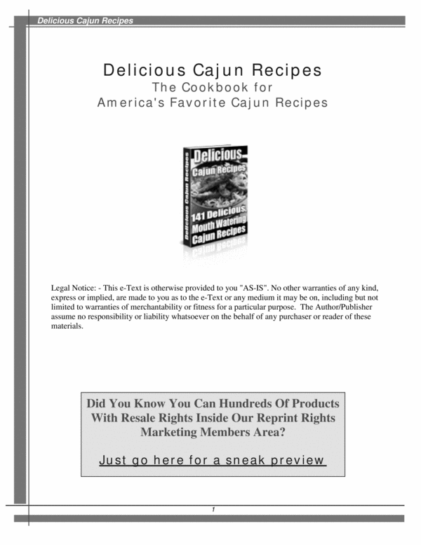 Product picture 141 delicious Cajun recipes.